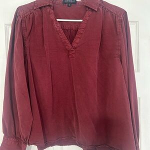 Velvet Heart Deep Red V-Neck Blouse